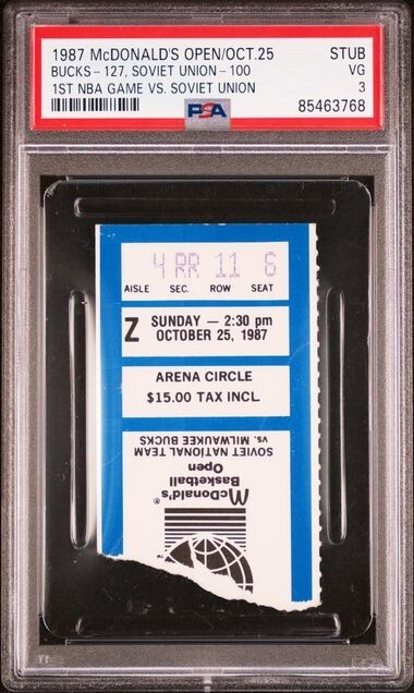 1992年G1馬券アルバム McDonalds Open Bucks 1st NBA Game vs Soviet Union Ticket Stub PSA
