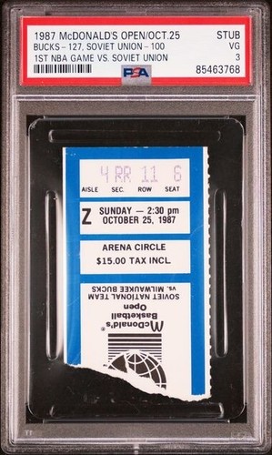 1987 McDonalds Open Bucks 1st NBA Game vs Soviet Union Ticket Stub PSA 10/25/87