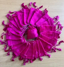 25 Pc Raw Silk Jewelry Pouch Bag tassle drawstring wedding party favor DARK PINK