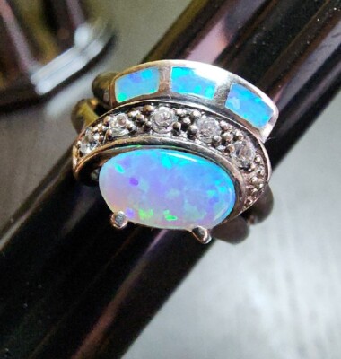 Sterling Silver 925 Fire Opal Ring Signed AK Atasay Kuyumculuk Sz 6.25