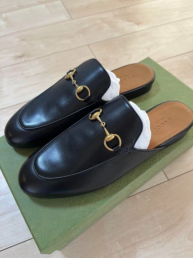 Gucci Horsebit Princetown Pantoufle Cuir Mule Noir Taille 37 du Japon