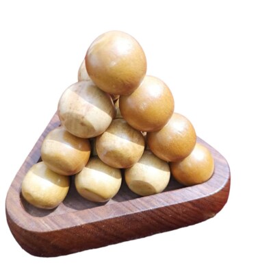 Wooden Puzzle Game Parts Mind Challenge Pyramid Ball Puzzle For