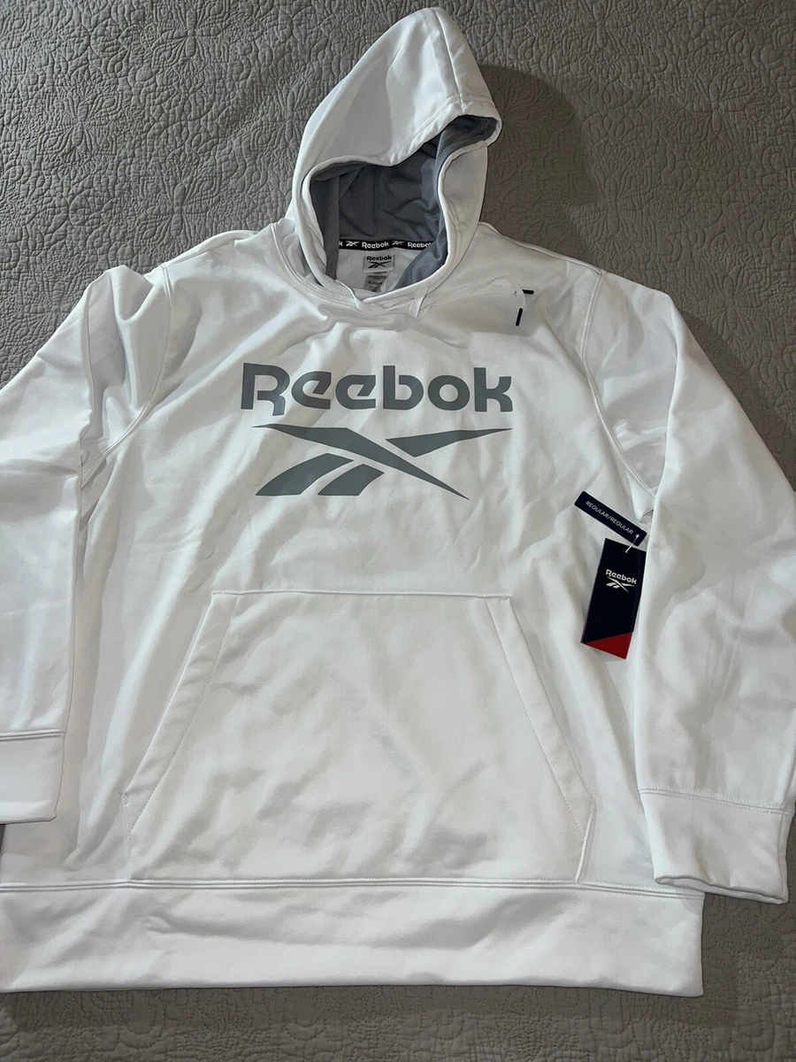 Reebok Stark White Logo Print Endurance Hoodie Sweater XL