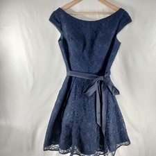 Morilee by Madeline Gardner Blue Lace Formal Dress Sz 14 Homecoming Prom Wedding