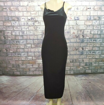 Black Velour Spaghetti Strap Long Stretch Dress Jump Apparel Size 5/6 