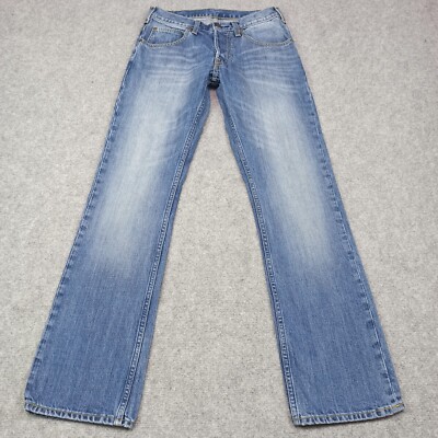 Lee Knox Herren Slim Gerade Jeans W27 L32 (Label: W29) Blau Knopf Fly
