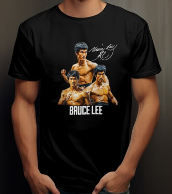 Bruce Lee Signiture Art Be Like Water T-Shirt Erwachsene Kampfsport Wing Chun Kung
