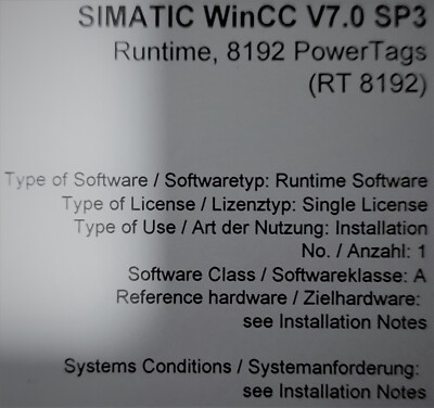 Siemes Simatic WinCC cert & license USB key Prof v7.0 SP3 runtime 8192 tags