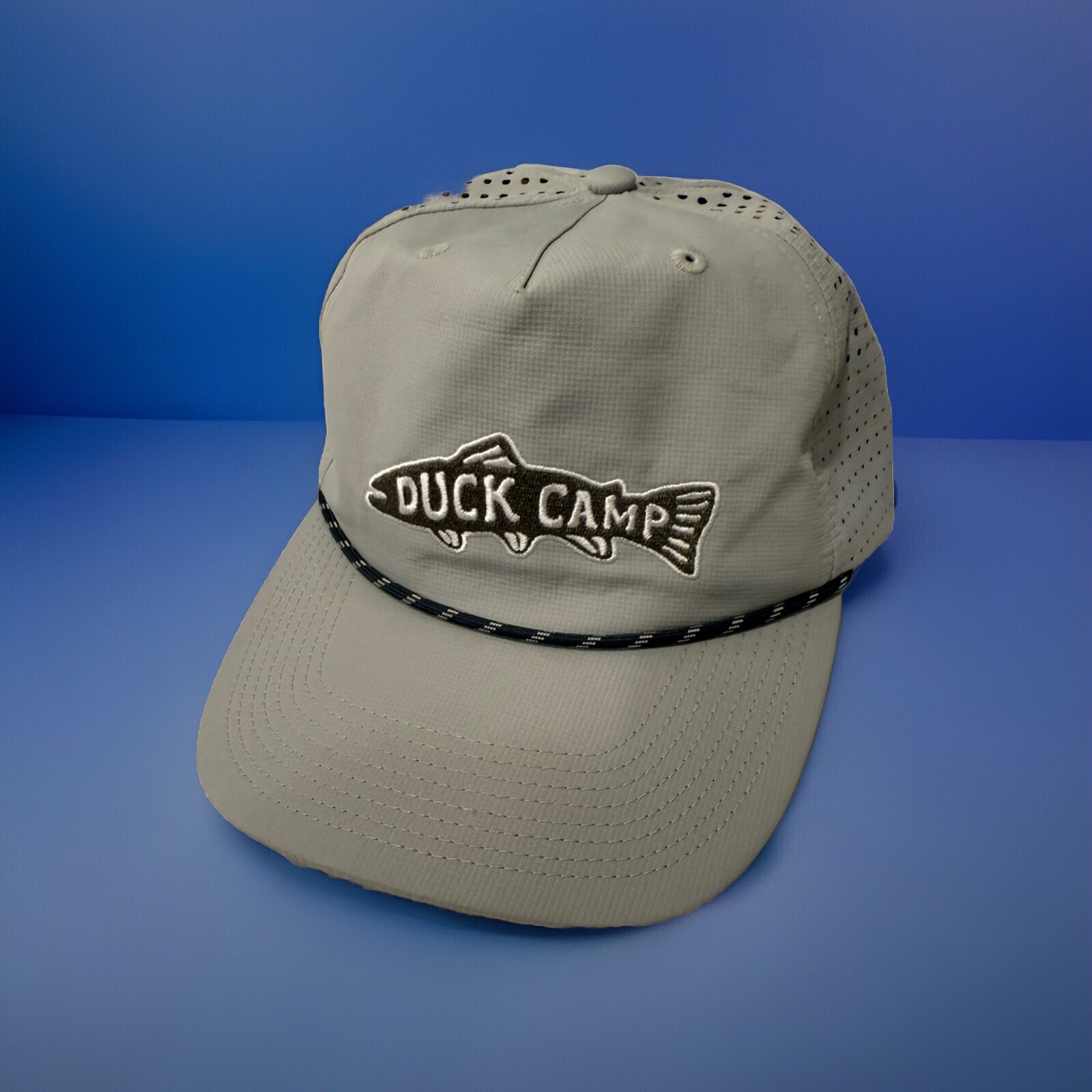 Duck Camp Fishing Grandpa Adjustable SnapBack Hat in Gray OSFA