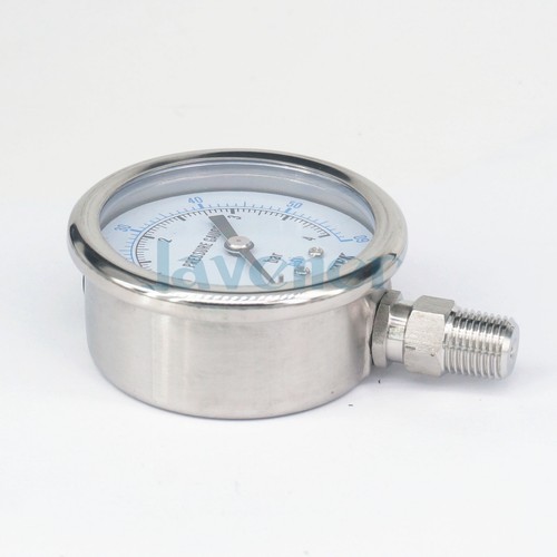 0-4 Bar 1/4" NPT 60mm Dial Pressure Gauge 304 Stainless Bar PSI N2 Steam - Picture 2 of 6