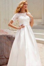 Ivory Satin Wedding Dress; Never Worn; Size 4; Pockets