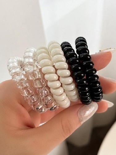 Hair Bobbles Spiral Coil Elastic Tie Wired Bands Stretchy Plastic Tangle Free - Picture 2 of 2