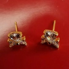Women Cubic Zirconia Heart Shape CZ Stud Earrings Rose Gold Plated Jewelry