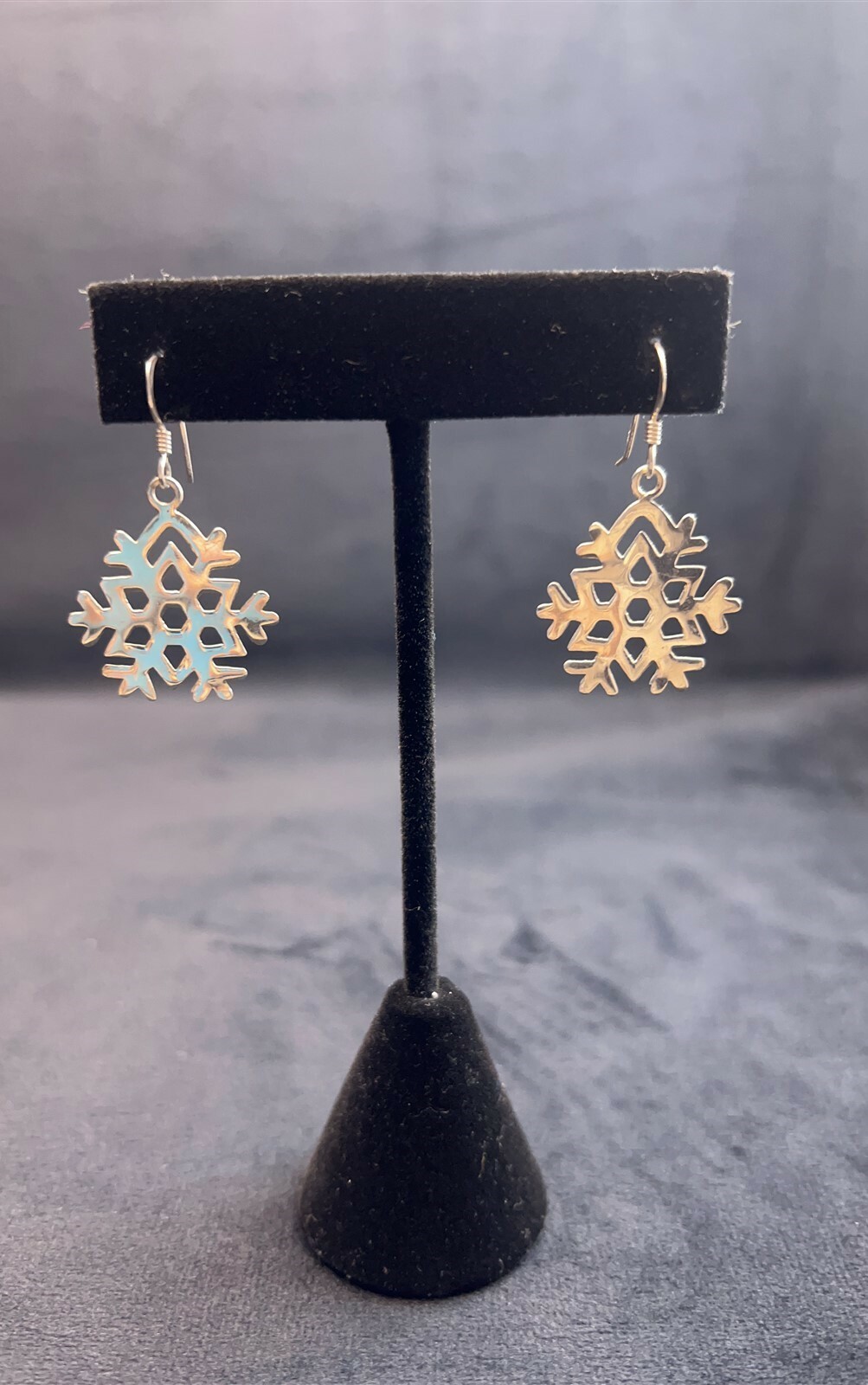 Dangle Drop Hook Snowflake Sterling Silver 925 Ea… - image 1