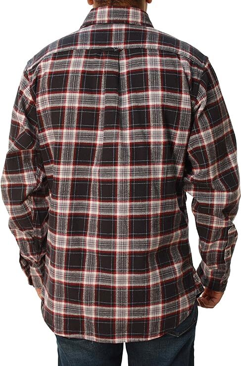 セレクトa Jachs Men's Brawny Flannel Shirt Black Russet Grey | eBay