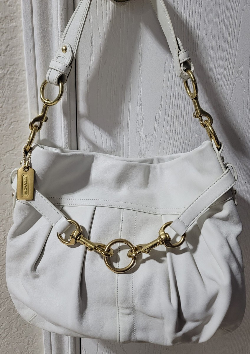 COACH Hampton White, Hobo Bag With Gold Hardware Tone, Purse