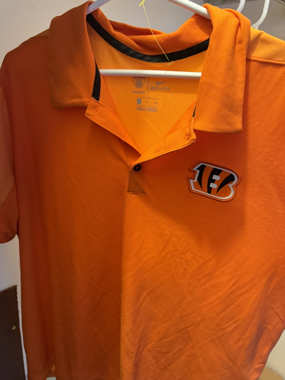 Cincinnati Bengals Shirt Mens XL Orange Polo Short Sleeve Dri Fit NFL Nike