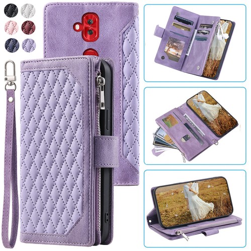 Asus Zenfone 5 Lite ZC600KL Rhombic Wallet Case Luxury Leather Zipper Flip Card - Picture 4 of 44