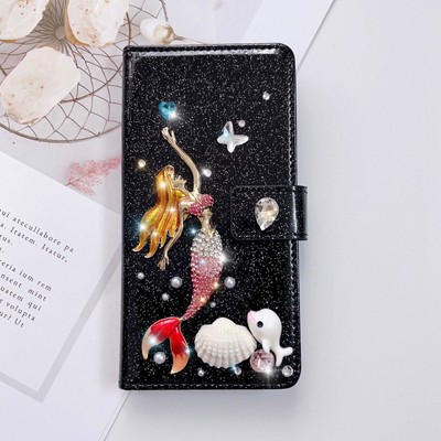 Diamond Mermaid Whale Wallet Phone Case For Xiaomi Redmi K40 Pro Note 10 Pro 9T