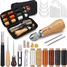 Portable Sewing Awl Kit with Awl Tool Sewing Waxed Thread Kit for Leather Sewing