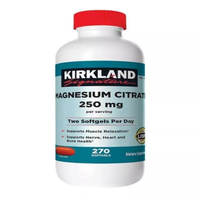 Kirkland Signature Magnesium Citrate 250mg, 270 Softgels Exp: 04/2027