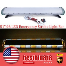 51" 96LED Emergency Strobe Light Bar Tow Truck Warn Beacon Response Amber White
