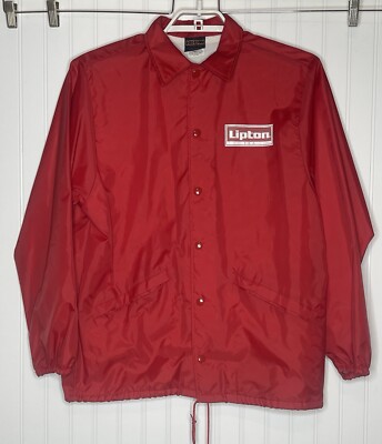 Vintage Lipton Tea Jacket Windbreaker Hilton Active Apparel M Made In USA *Read