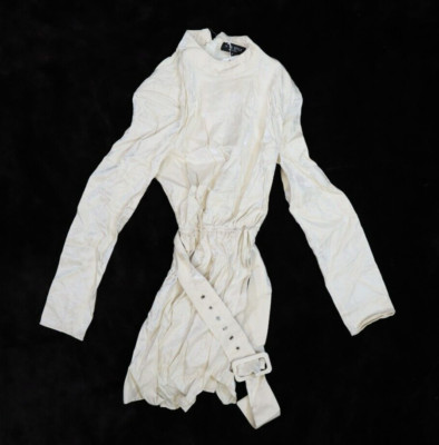 In The Style Womens Cream Long Sleeve Crew Neck Faux Wrap Stretch Waist Dress 8