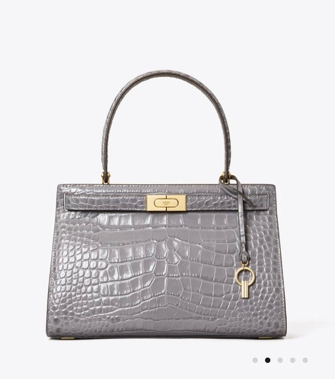 TORY BURCH Lee Radziwill Borsa Piccola In rilievo 75311 Zinco Prezzo al dettaglio $798 Nuova