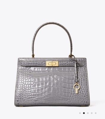 TORY BURCH Lee Radziwill Embossed Small Bag 75311 Zinc MSRP $798 