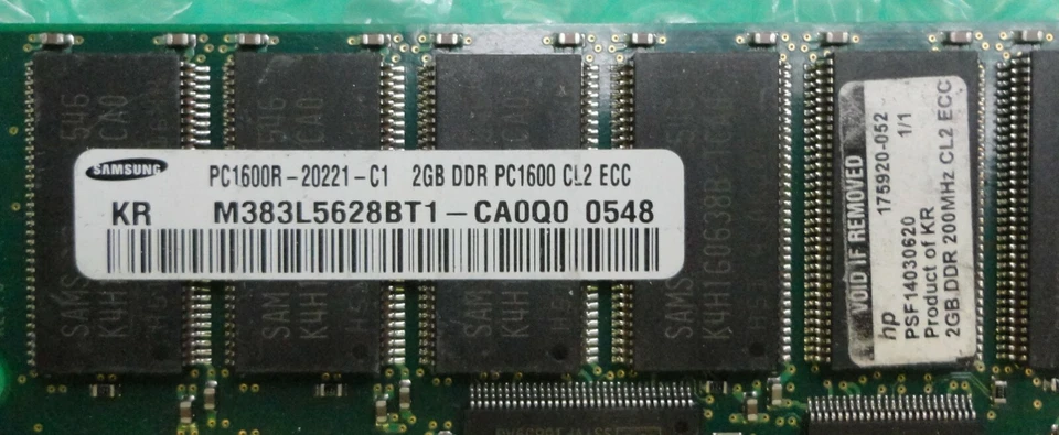 4GB Kit (2x2GB) Samsung HP 175920-052 PC1600 200MHz DDR1 ECC Reg Server Memory  - Image 2 of 4