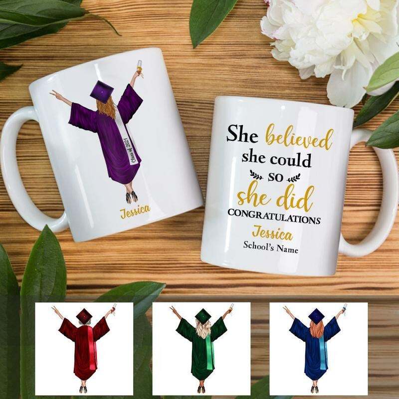 Personalized Graduation Girl She Did It Mug Personalized Coffee Mug