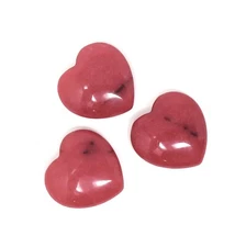 Set of 3 Stone Hearts - Red New Jade - Choose Size - Valentines Decoration Love