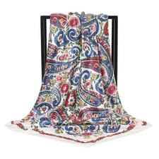 Women's Multi-Color Print Silky Soft Scarf Shawl Head Wrap Lightweight