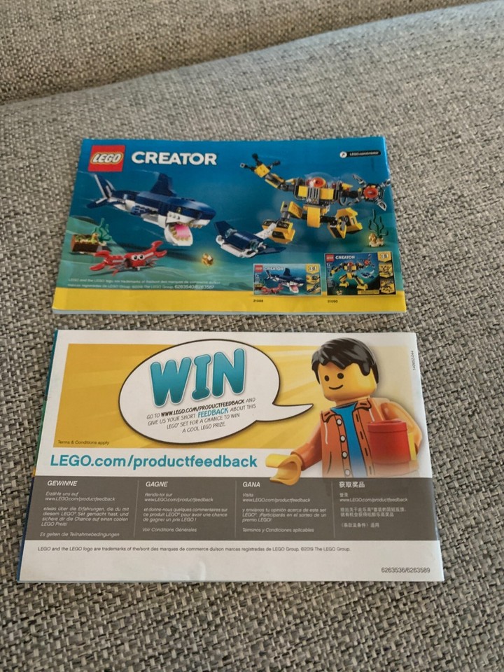 Lego Creator 31088 Deep Sea Creatures Shark Instruction Manual Books Only | eBay