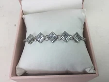 Sparkle & Bling Silver Expandable to 9” Bracelet With Simulated Stones