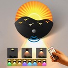 LED Wall Lights Remote Motion Sensor Night Light RGB Dimmable Wall Sconce Home