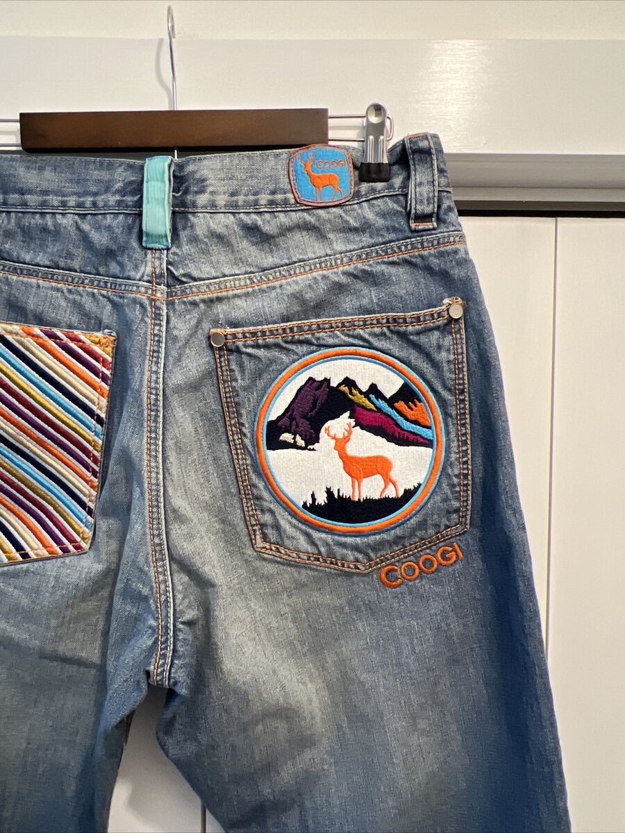 COOGI Mens Denim Jeans Sz 36x34 Colorful Deer/Stag Y2K Hip COOGI Mens Denim Jeans Sz 36x34 Colorful Deer/Stag Y2K Hip