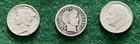 BARBER, MERCURY & ROOSEVELT 90% SILVER 3 COIN LOT