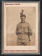 1206A Photo CDV Soldat Tiroler Landsturm IR Nr. 1 Peterwardein 1915 KuK