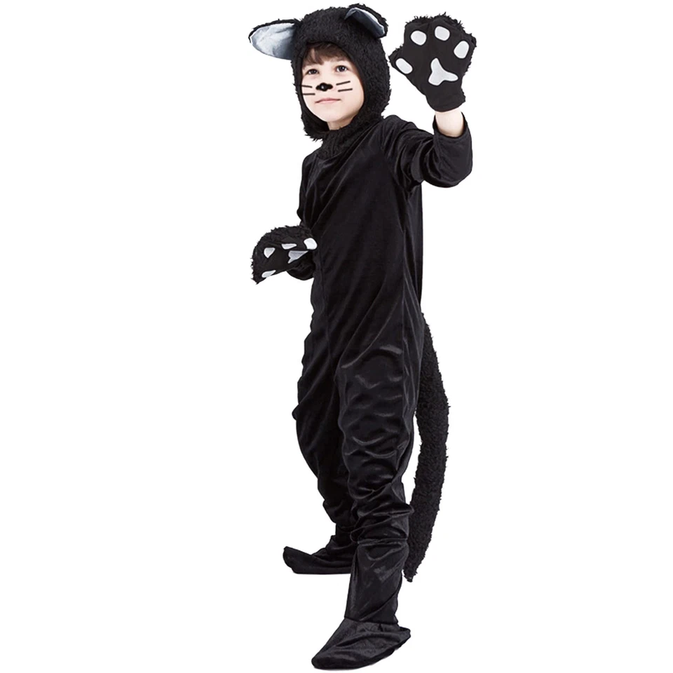 Black Cat Costume for Kids Halloween Girls Animal Costumes (6-7 Years) - Image 2 of 4