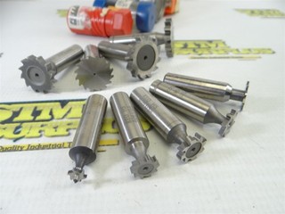 9 ASSORTED HSS HSCO & CARBIDE HEAD KEYSEAT CUTTERS 3/64" TO 3/16" CUT WIDTHS KEO