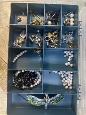 Large Costume Jewelry Lot Pearls Earrings Charms Craft Repair Resale