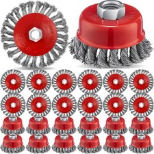 24 Pcs 3 Inch and 4 Inch Wire Wheel Cup Brush with 5/8"-11 Threaded Arbor