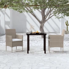 Garden Dining Set Beige and black