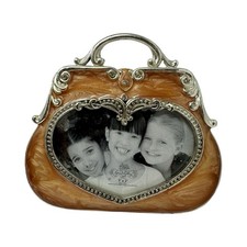 Vintage 05' Green Tree Gallery Enamel Jeweled Handbag Purse Picture Frame 3 x 2"