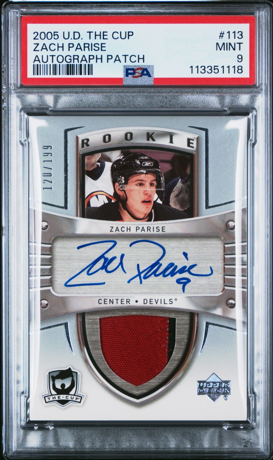 2005-06 Upper Deck The Cup Zach Parise RPA RC AUTO /199 PSA 9 POP 2 Zero Higher