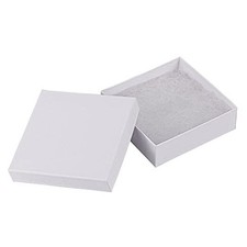 Cardboard Jewelry Boxes Pack - 3.5"x3.5"x1" Bulk Cotton Filled Small 10 White