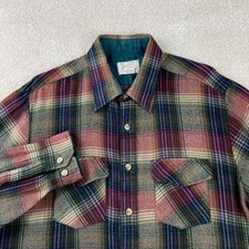 Vintage 70's Sears Flannel Shirt Mens Large Tall Multicolor Plaid Acrylic