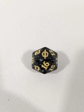 MTG d20 Spindown 20-side Life Counter die March of the Machines Black & Yellow